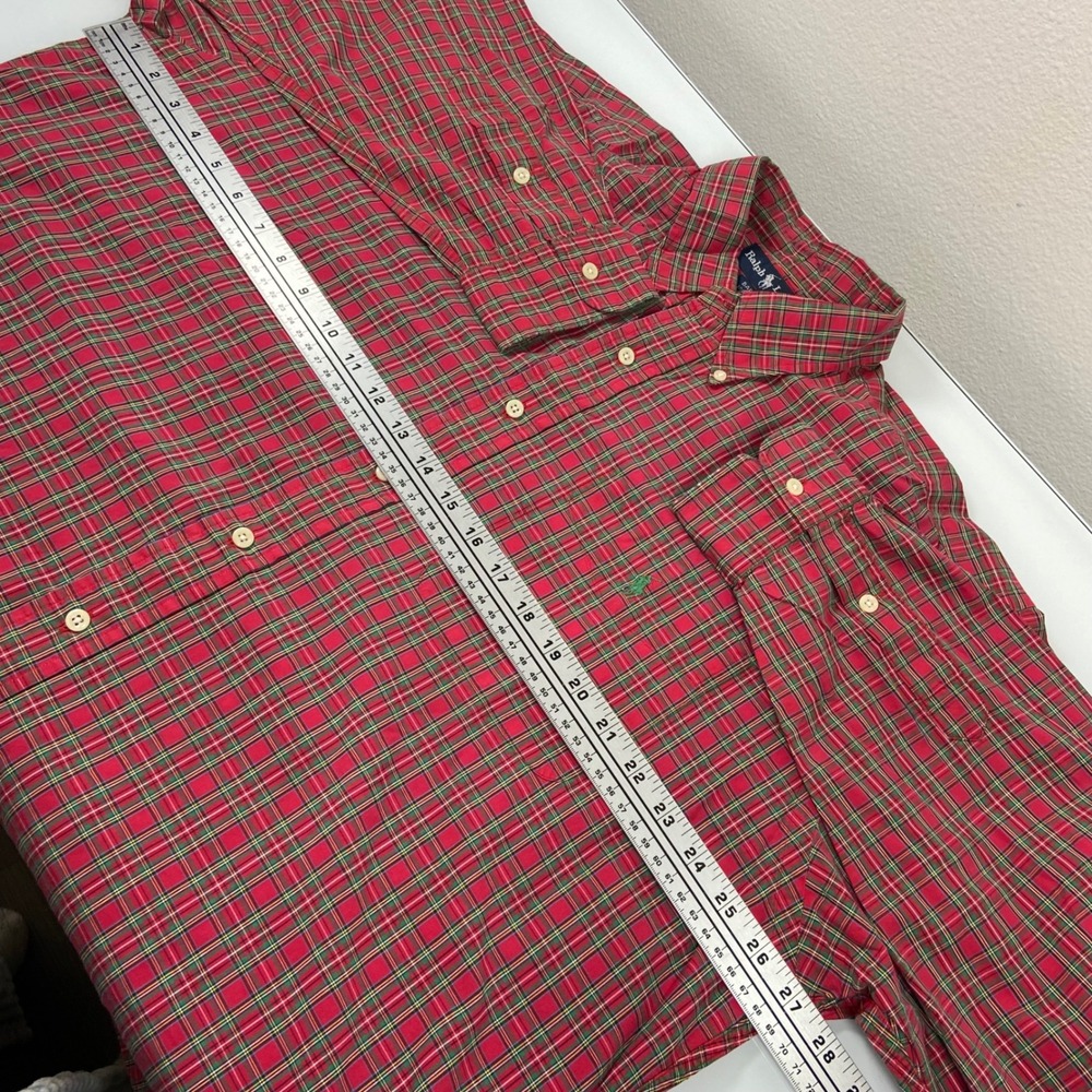 Ralph Lauren Bartlett Men's XL Red Green Plaid Button Down Shirt‎ Long Sleeve - Picture 6 of 7